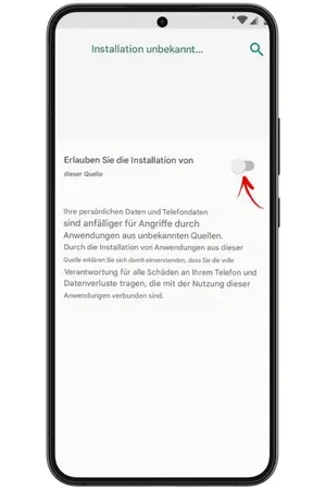 Włącz opcję „Nieznane źródła” w ustawieniach