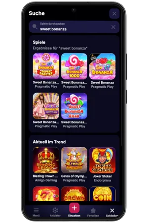 Suche nach Sweet Bonanza in der Casino-App