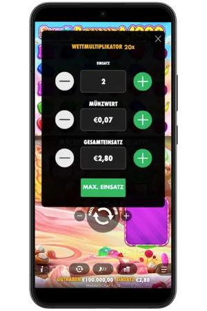 Einsatzeinstellungen in Sweet Bonanza 1000