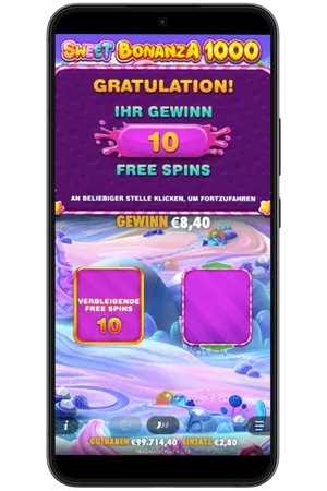 Gewonnene Freispiele in Sweet Bonanza 1000