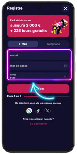 Email et mot de passe